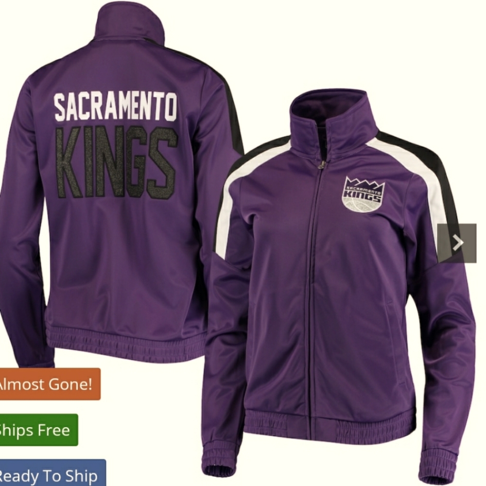 NWT Women's Sacramento Kings NBA Full Zip Up Track Suit Jacket Hoodie Coat L XL